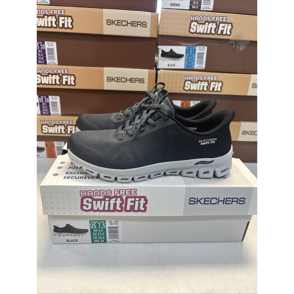 Skechers Hands Free Swift Fit Women 7.5 Black Athletic Sneaker 1961240
